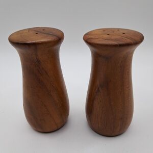 Vintage MCM Teak Wood Salt Pepper S&P Danish Modern Mushroom Shape Dansk Style